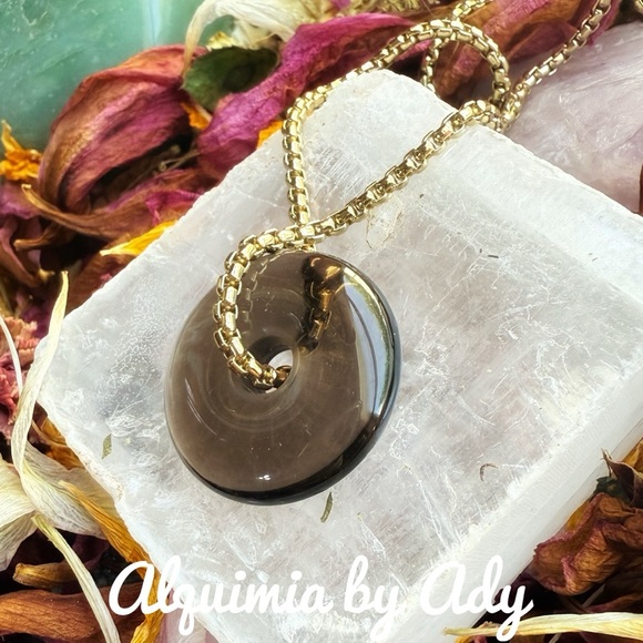 Alquimia Gold and Brown smoky quartz Pendant Necklace